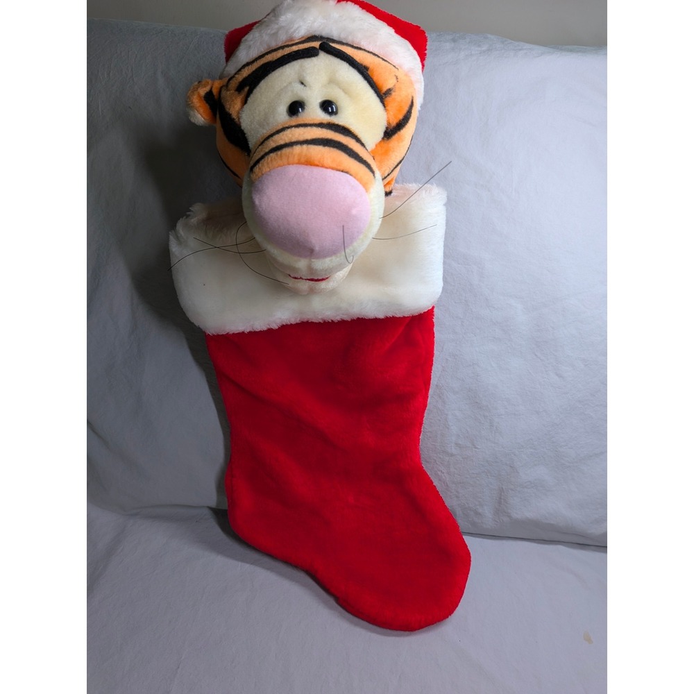 Disney Winnie the Pooh Tigger Plush Christmas Stocking Red Santa Hat 22 Inch